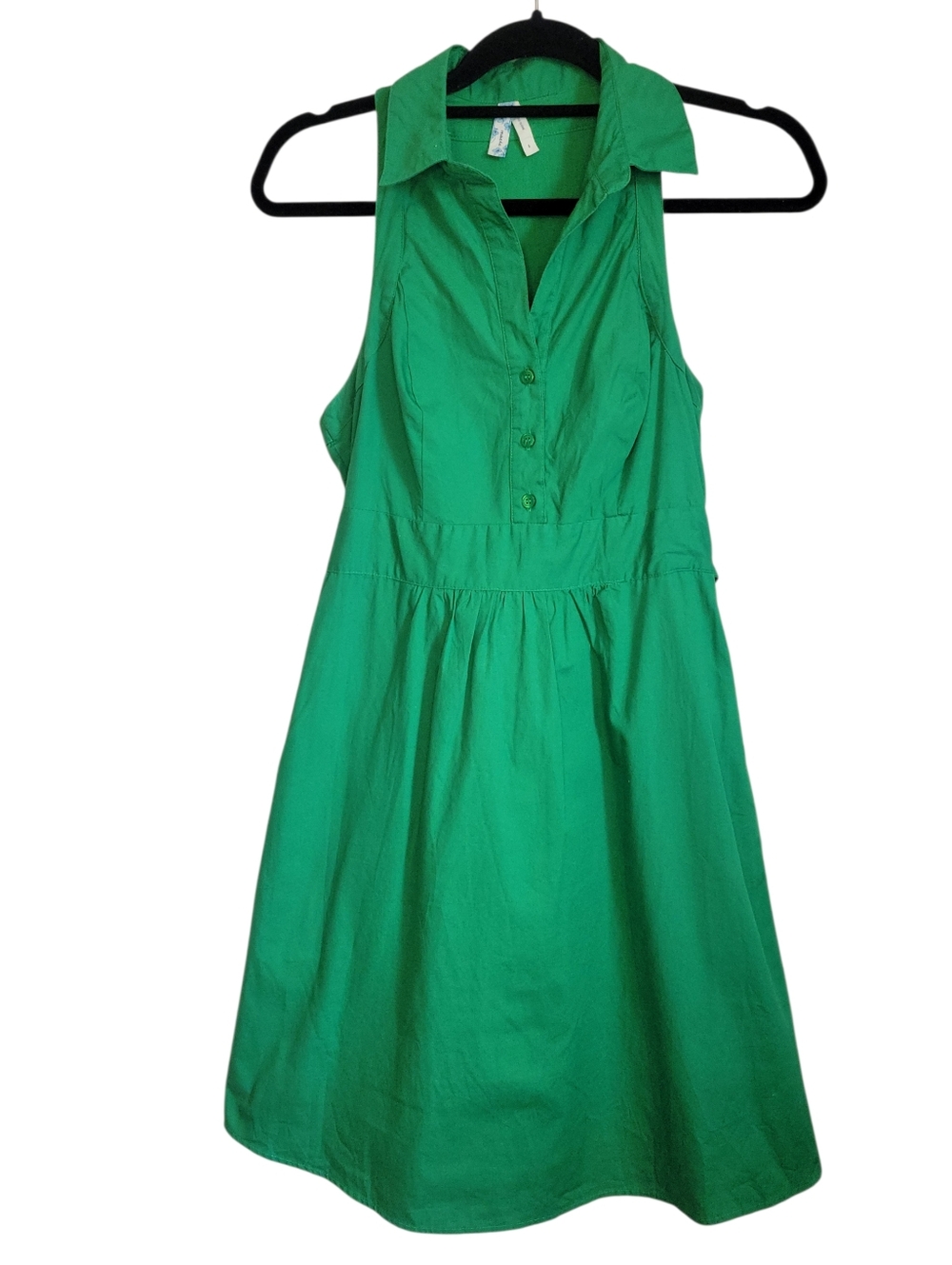 Anthropologie Maeve Green Cotton Shirt Dress Tie Waist Coastal Cottagecore Sz 4 - Picture 3 of 11